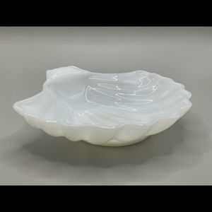 Vintage Milk Glass Shell Shaped Bowl